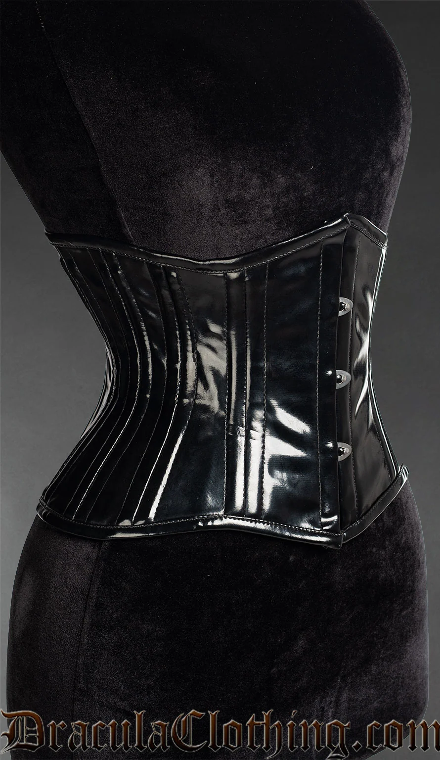 Black PVC Double Boned Waist Cincher - Image 2