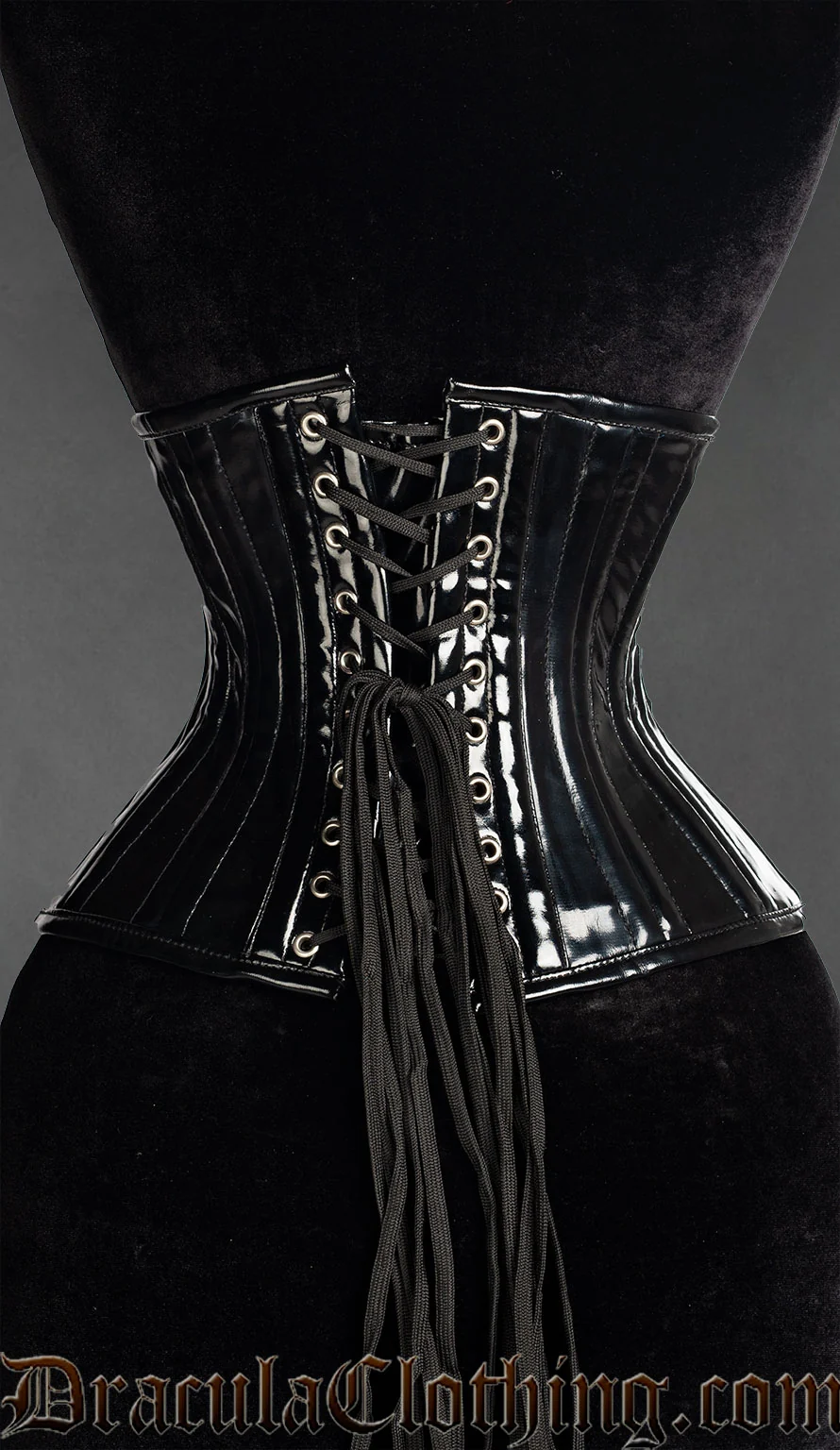 Black PVC Double Boned Waist Cincher - Image 3