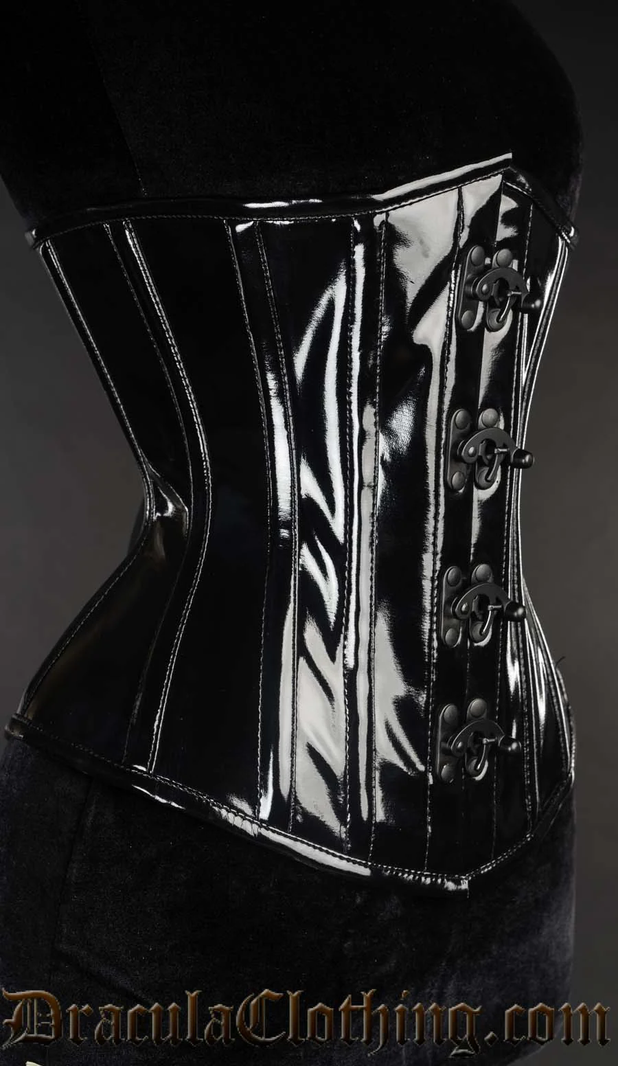 Black PVC Pointed Clasp Corset - Image 2