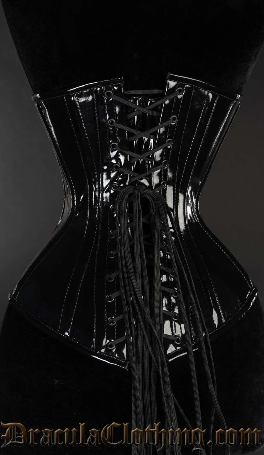 Black PVC Pointed Clasp Corset - Image 3