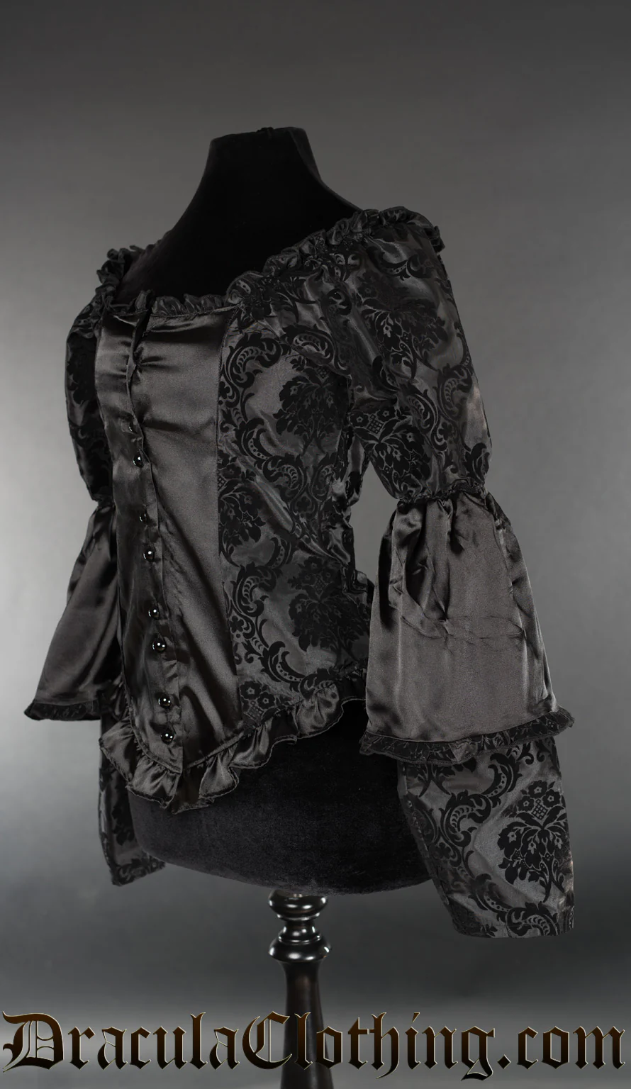 Black Satin Brocade Blouse - Image 6