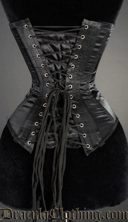 Black Satin Clasp Overbust Corset - Image 3