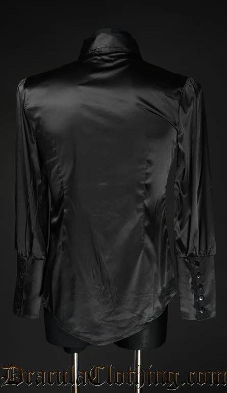 Black Satin Cravat Shirt - Image 3