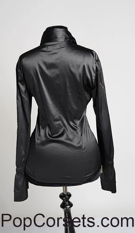 Black Satin Elegant Cravat Blouse - Image 3