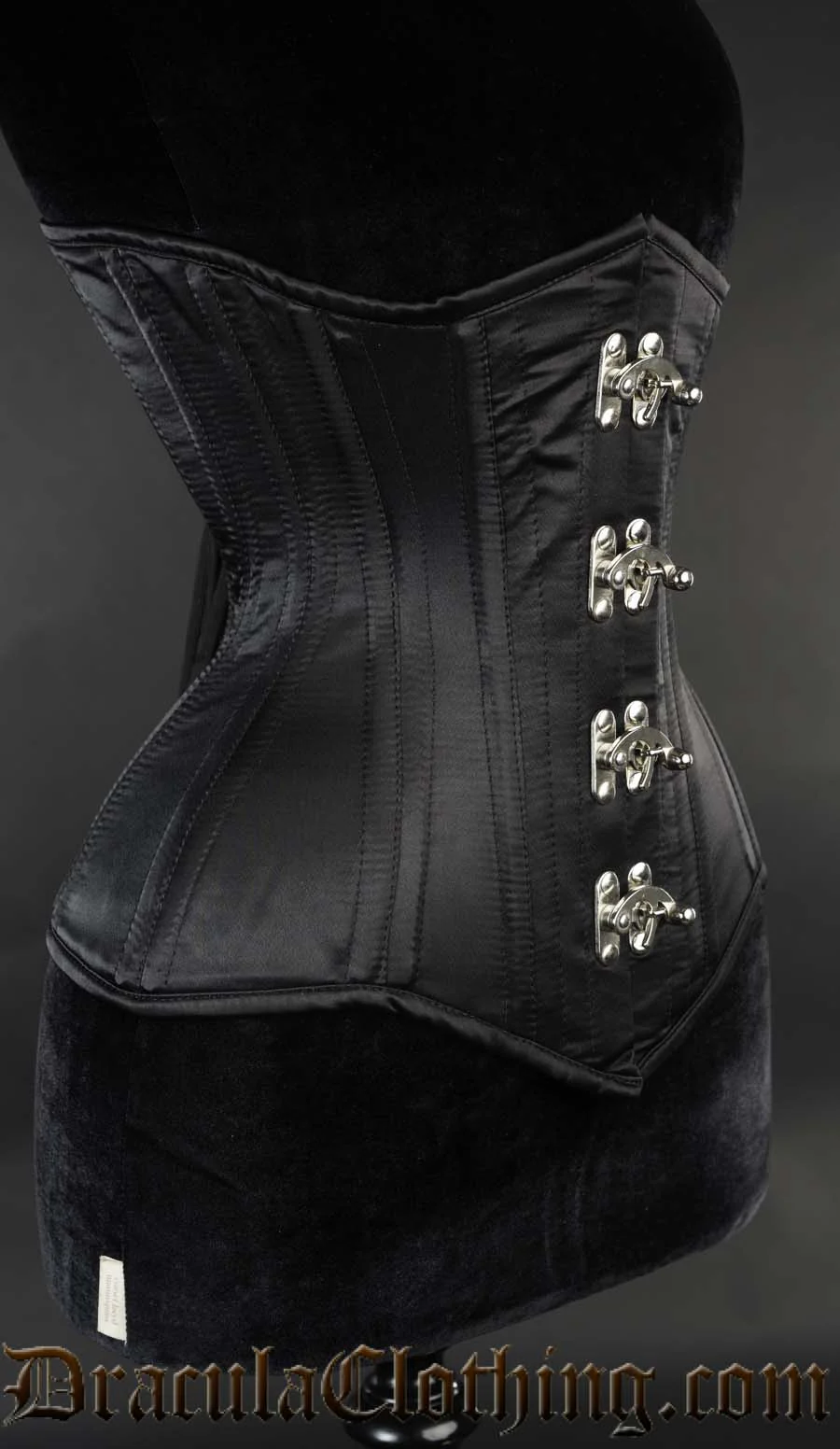 Black Satin Extreme Waist Clasp Corset - Image 2