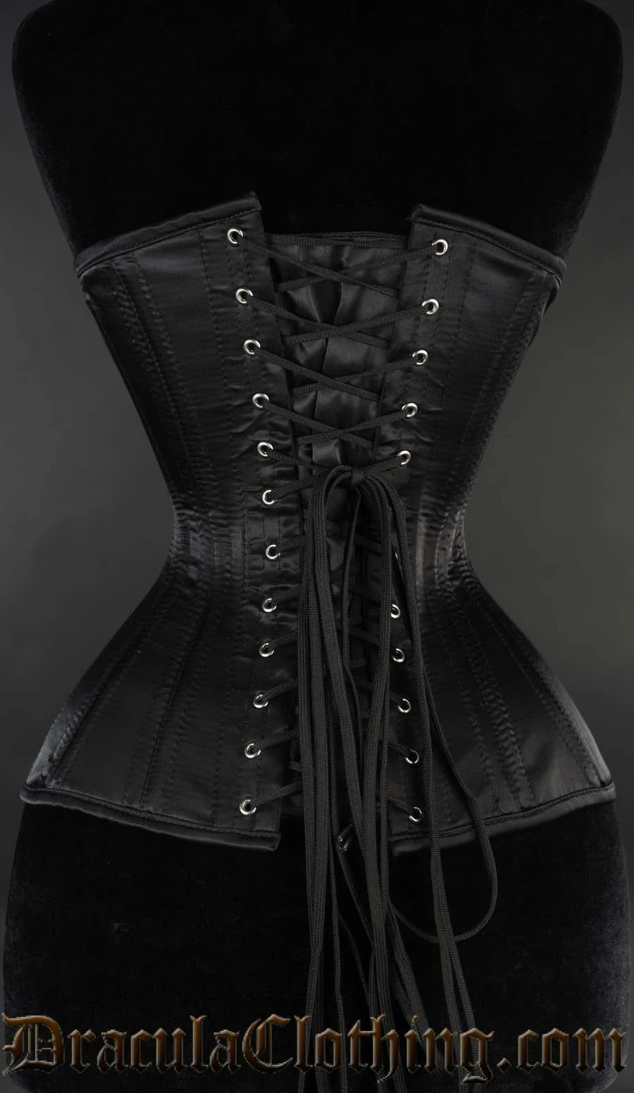 Black Satin Extreme Waist Clasp Corset - Image 3