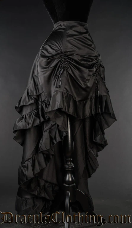 Black Satin Layer Bustle Skirt - Image 2