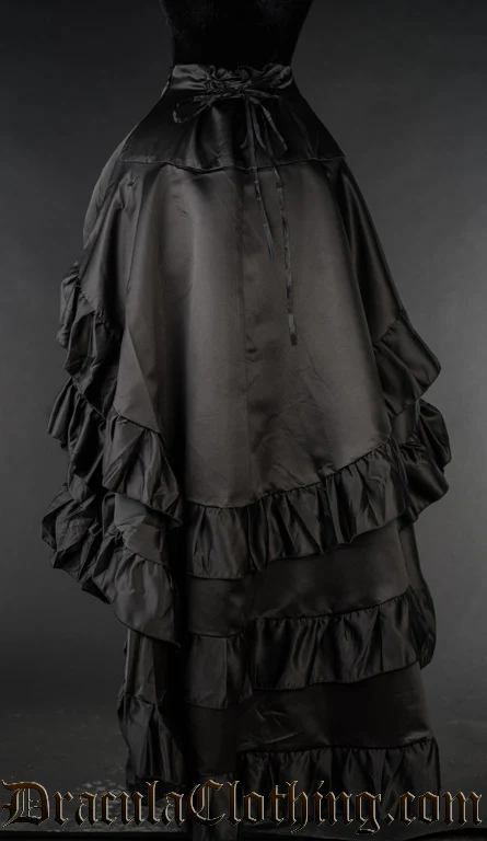 Black Satin Layer Bustle Skirt - Image 3
