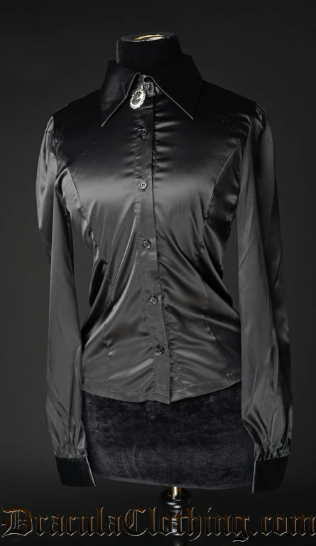 Black Satin Marquess Blouse - Image 2