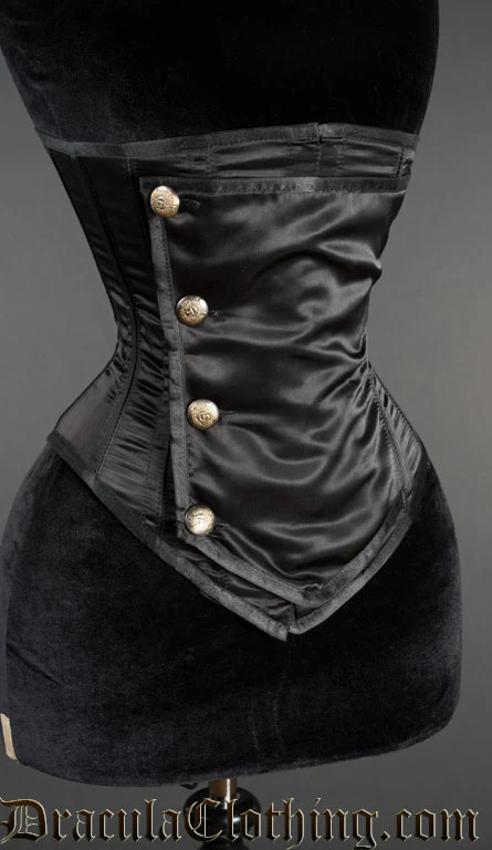 Black Satin Officer Corset - Image 2
