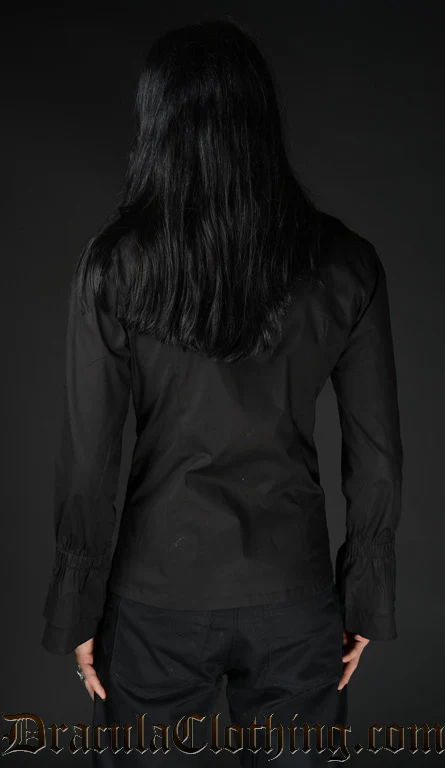 Black Cotton Ruffle Shirt - Image 5