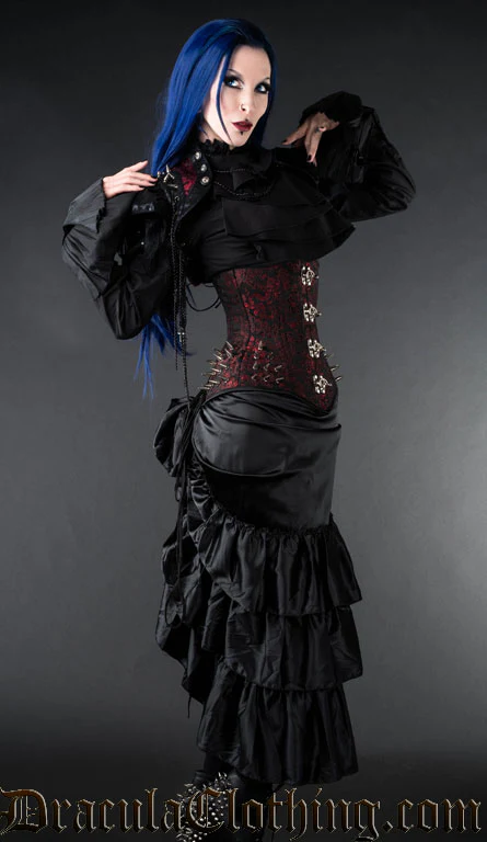 Black Satin Two Layer Bustle Skirt
