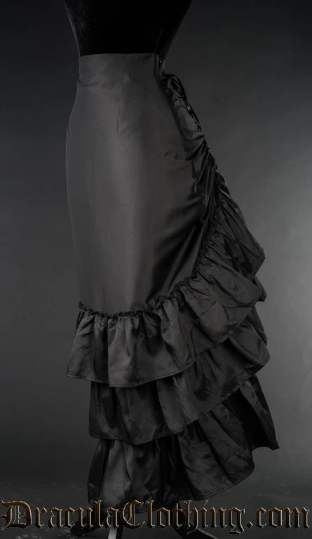 Black Satin Two Layer Bustle Skirt - Image 2