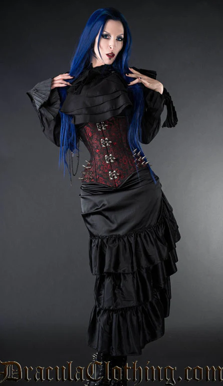Black Satin Two Layer Bustle Skirt - Image 6