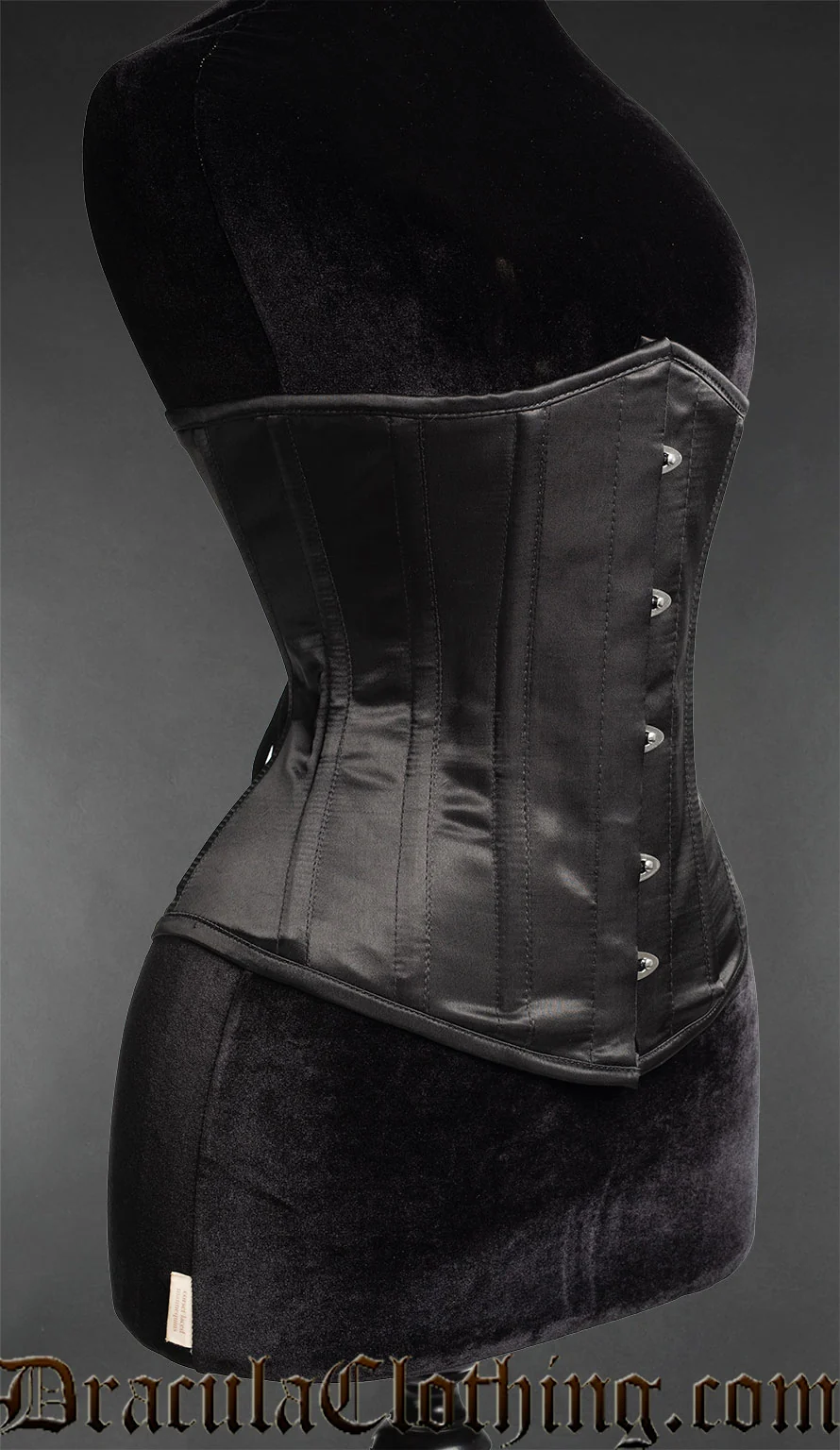 Black Satin Underbust Corset - Image 2