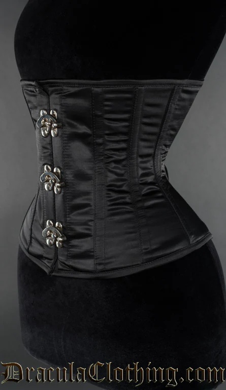 Black Satin Waspie Clasp Corset - Image 2