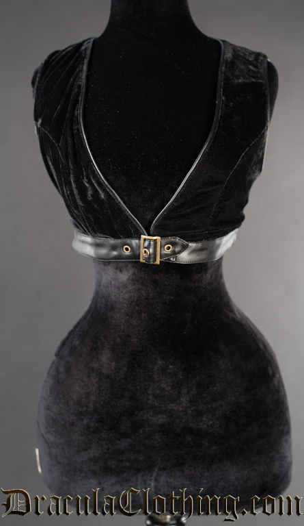 Black Velvet Belt Crop Top - Image 2