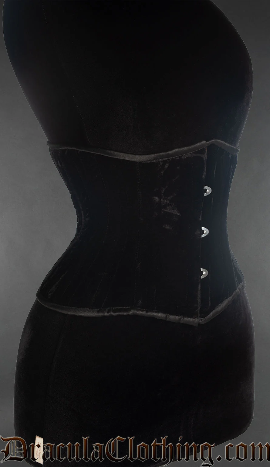 Black Velvet Double Boned Waist Cincher - Image 2