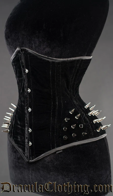 Black Velvet Extreme Waist Spike Corset - Image 2