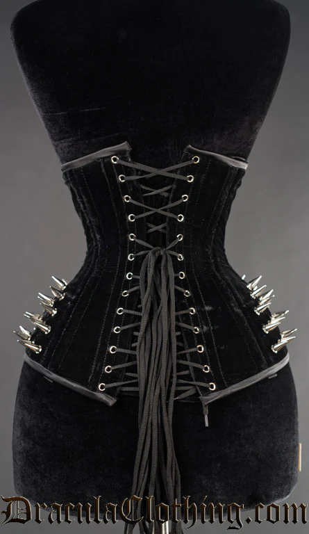 Black Velvet Extreme Waist Spike Corset - Image 3