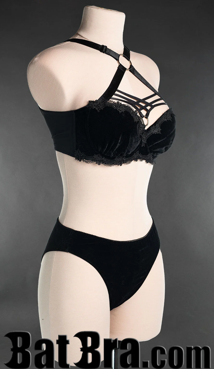 Black Velvet Harness Bra - Image 4