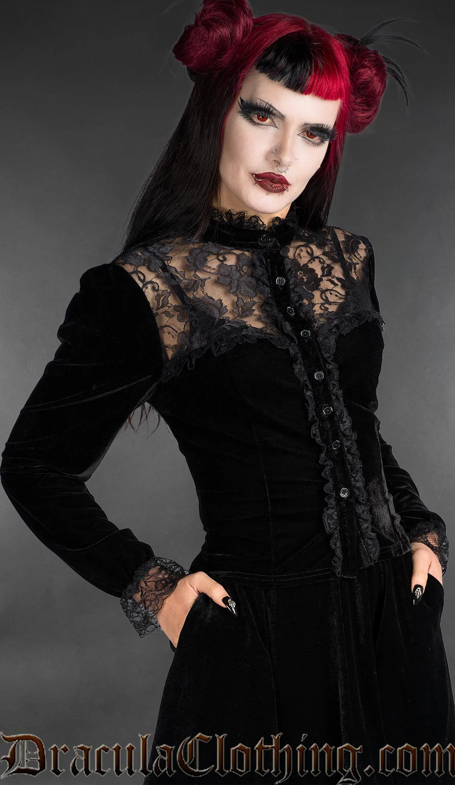 Black Velvet Lace Blouse