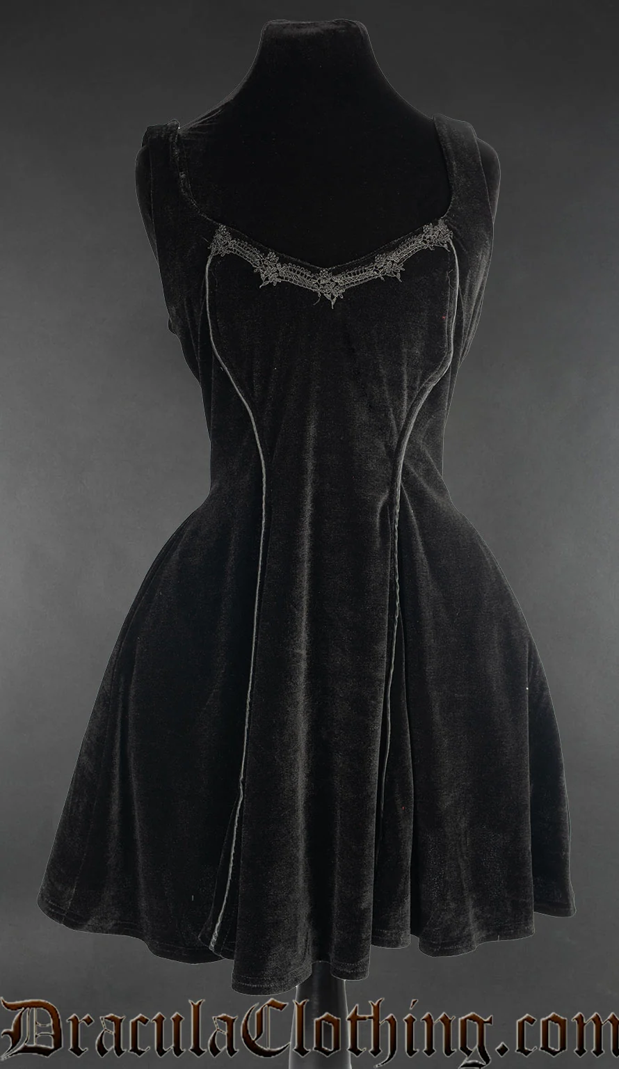 Black Velvet Pocket Dress - Image 2