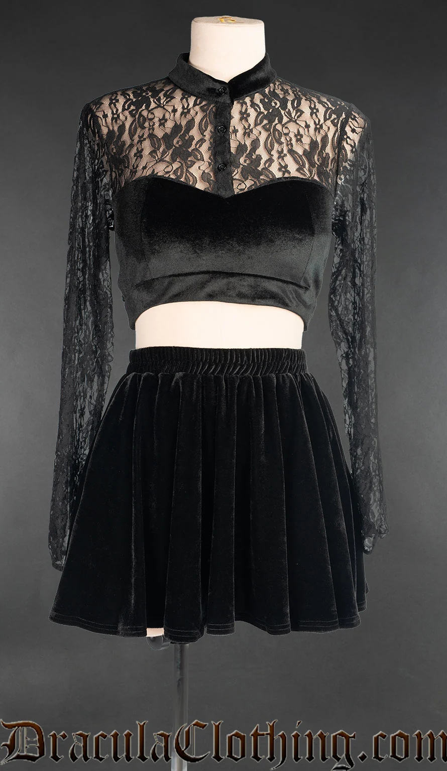 Black Velvet Pocket Skirt - Image 3