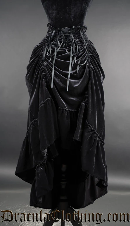 Black Velvet Two Layer Bustle Skirt