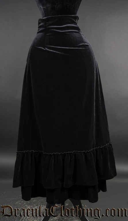 Black Velvet Two Layer Bustle Skirt - Image 2