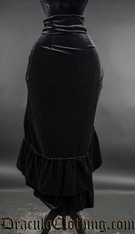 Black Velvet Two Layer Bustle Skirt - Image 3