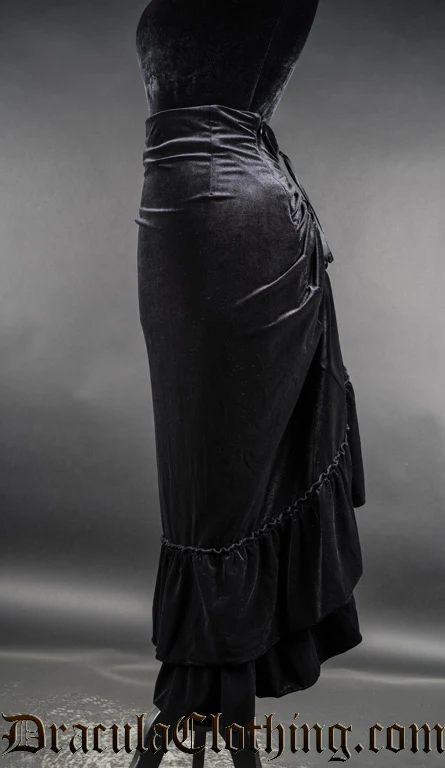 Black Velvet Two Layer Bustle Skirt - Image 4