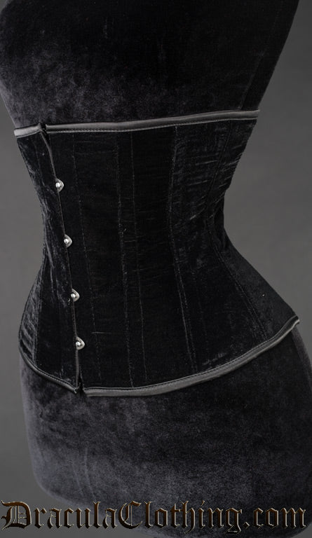 Black Velvet Underbust Corset - Image 2