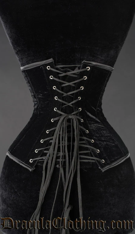 Black Velvet Underbust Corset - Image 3