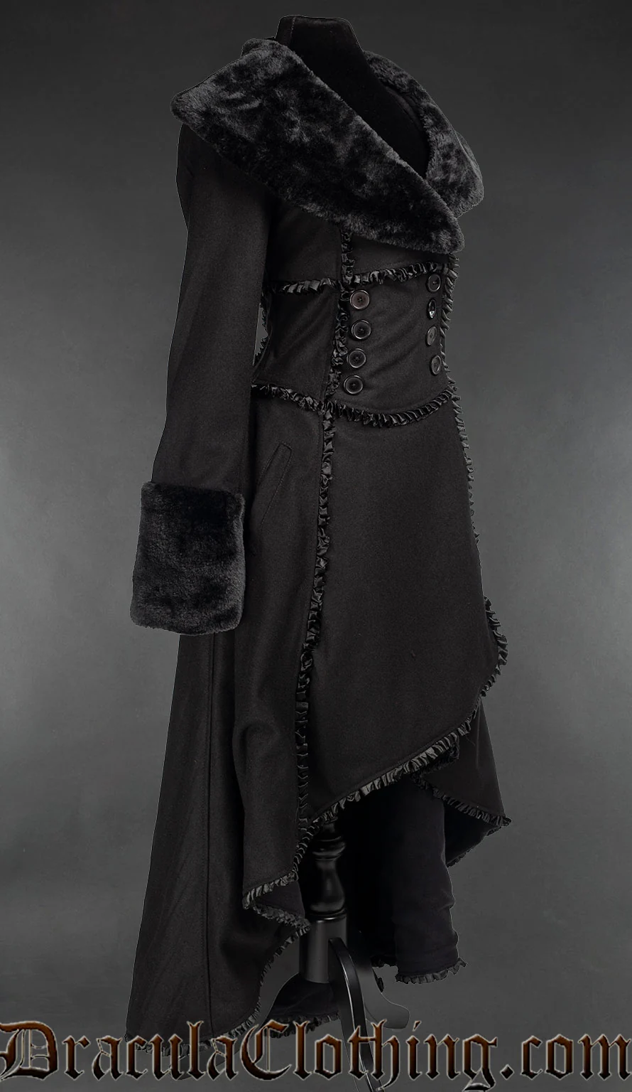 Black Wool Evil Queen Coat - Image 3