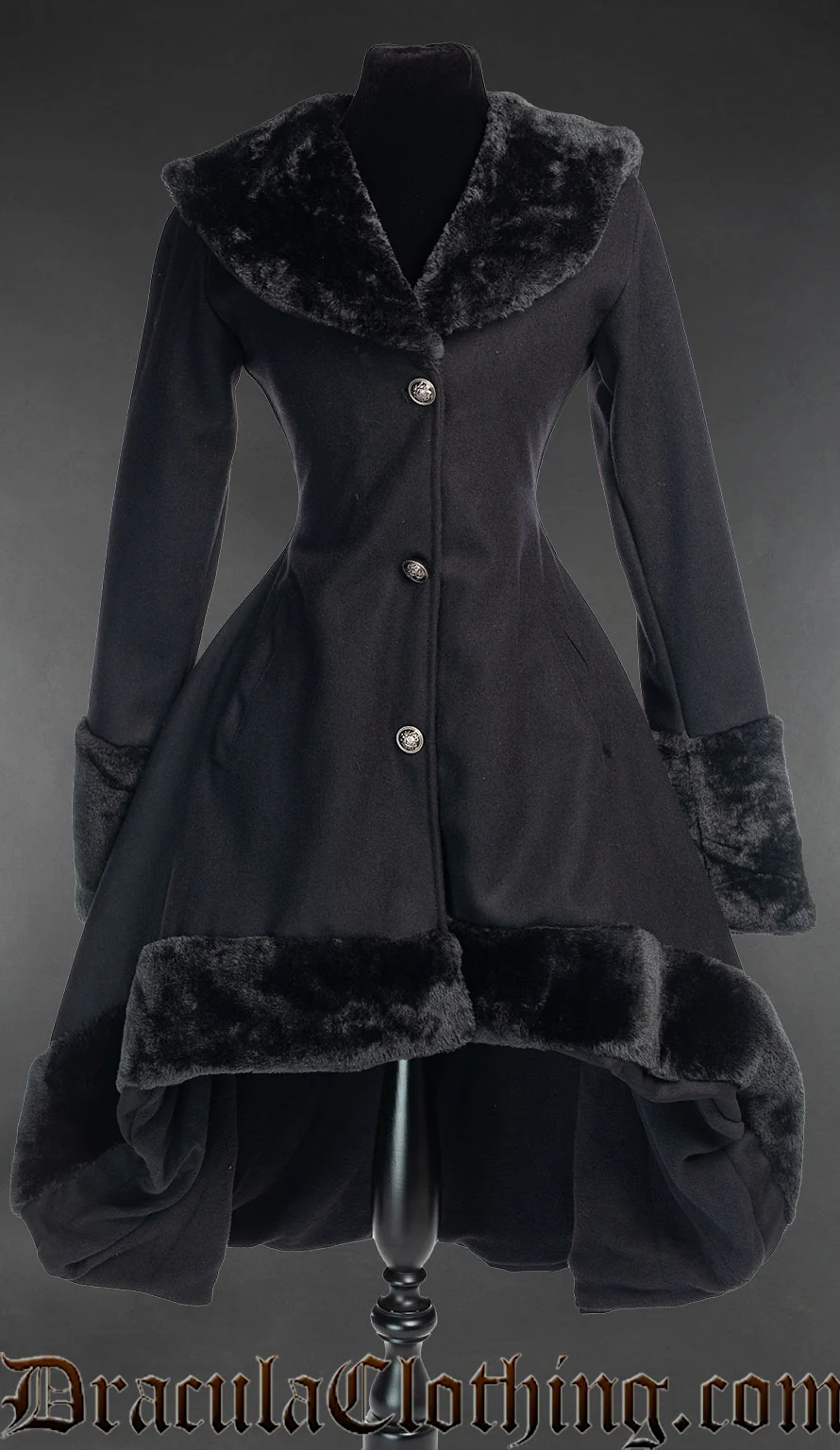 Black Wool Princess Coat