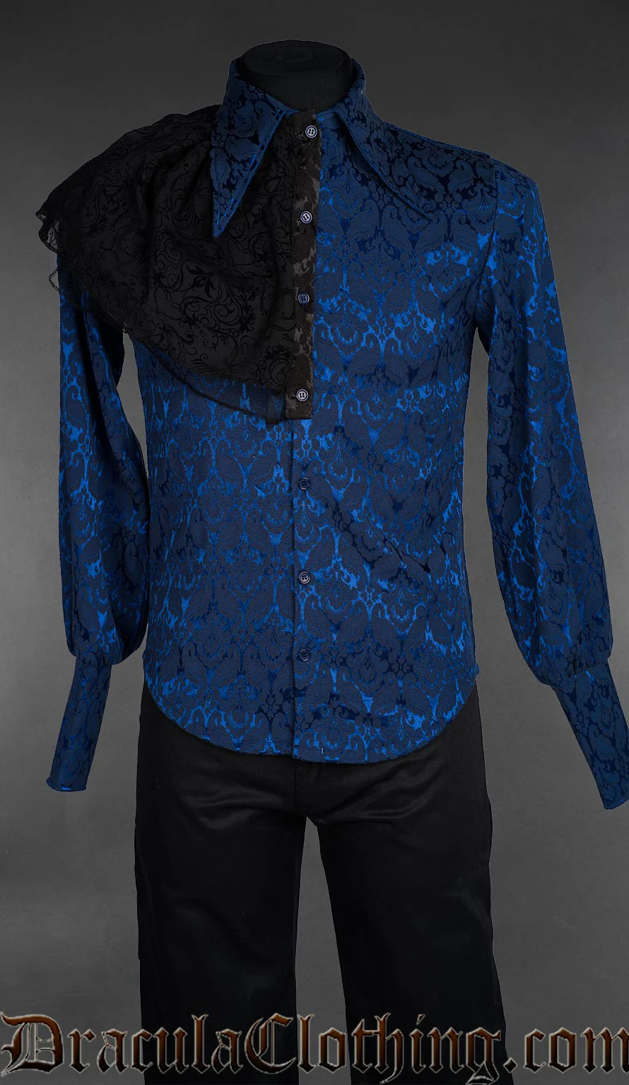 Blue Brocade Corporate Goth Shirt