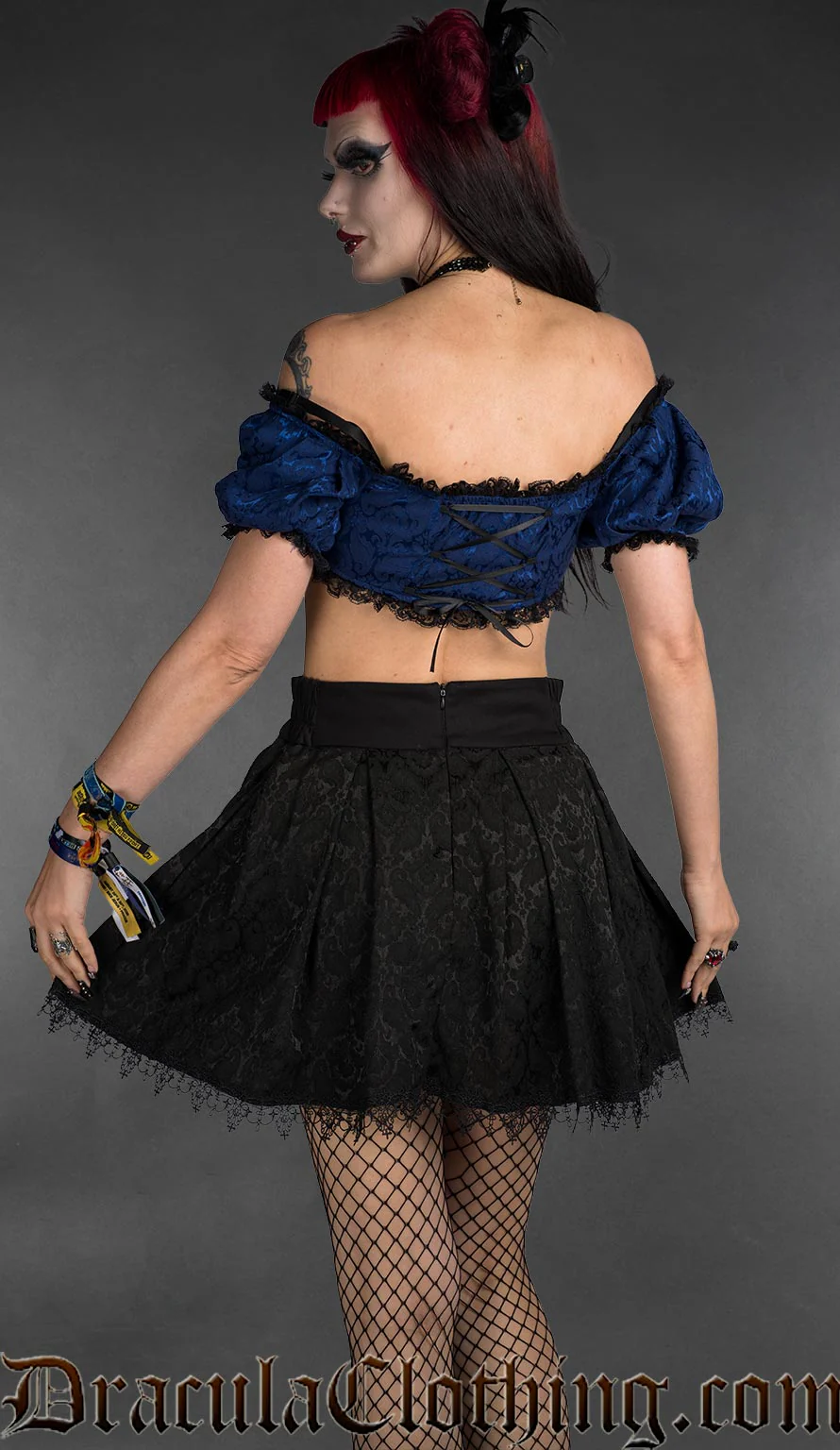Blue Brocade Crop Top - Image 2