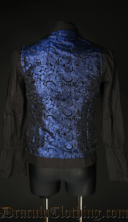 Blue Brocade Double Buttoned Vest - Image 2