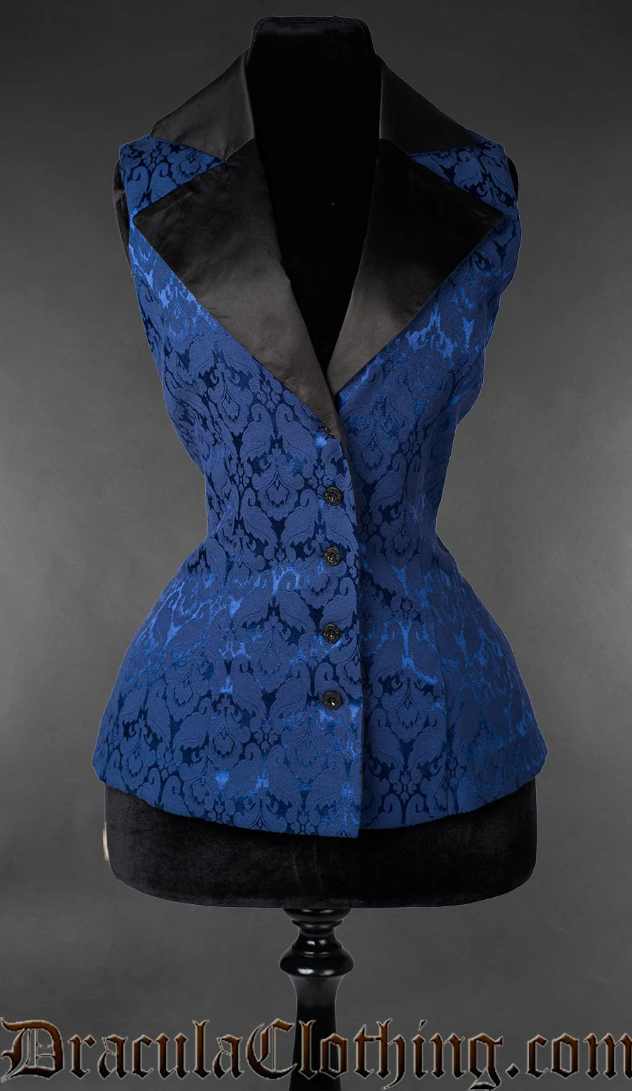 Blue Brocade Ladies Vest - Image 4