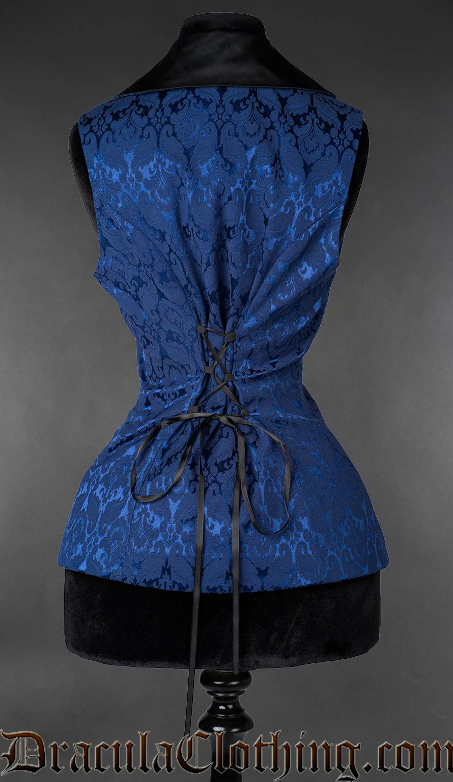 Blue Brocade Ladies Vest - Image 5