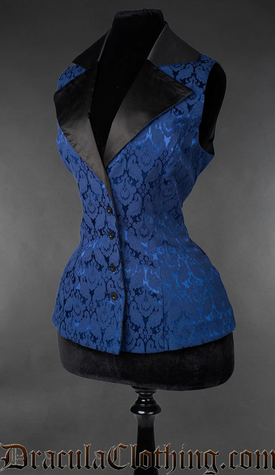Blue Brocade Ladies Vest - Image 6