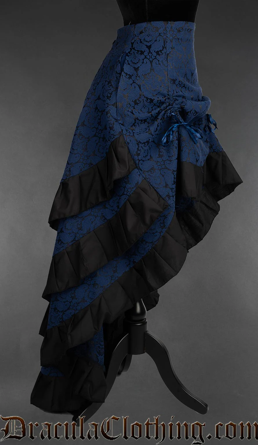 Blue Brocade Layer Bustle Skirt - Image 3