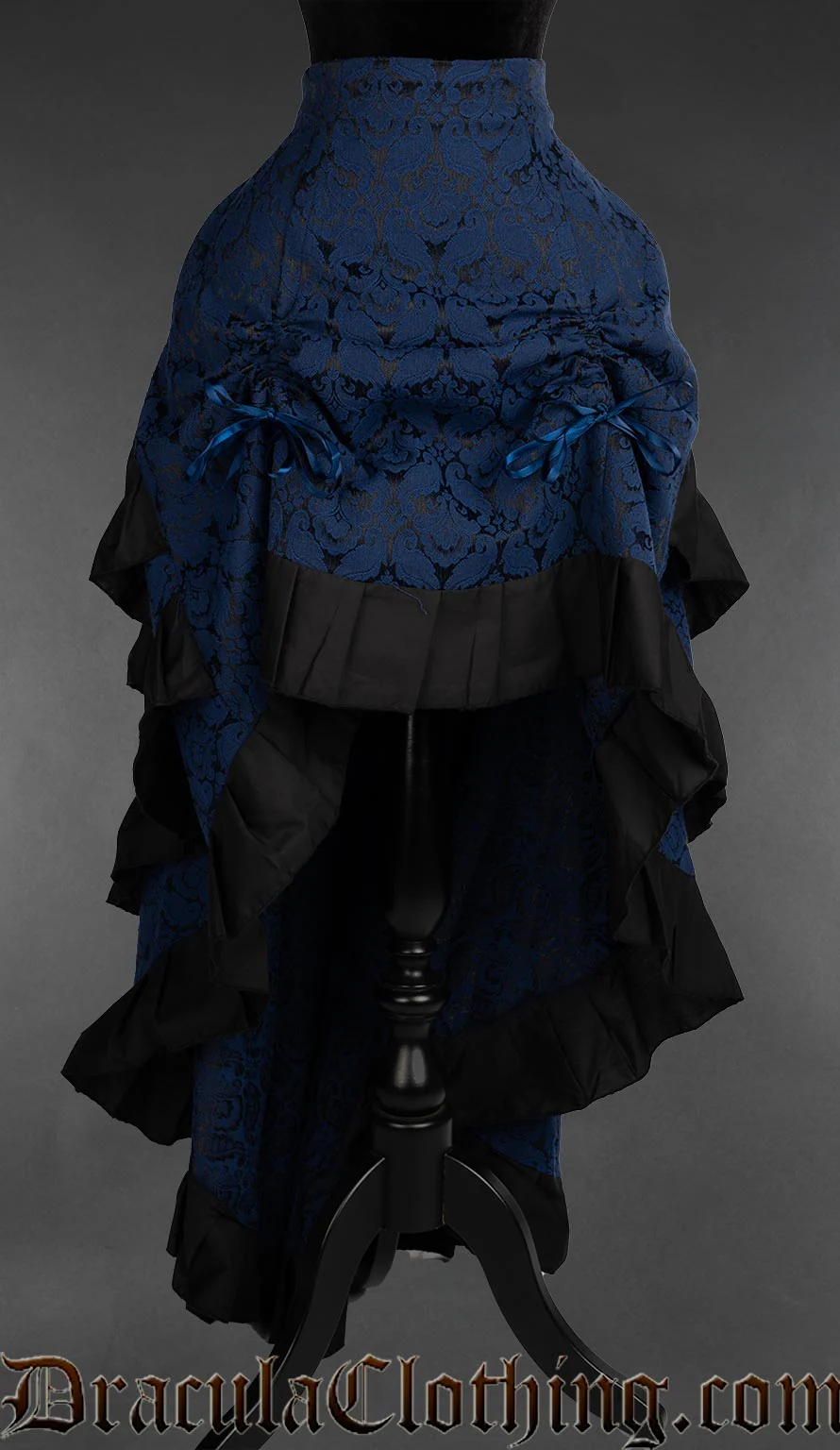 Blue Brocade Layer Bustle Skirt - Image 4
