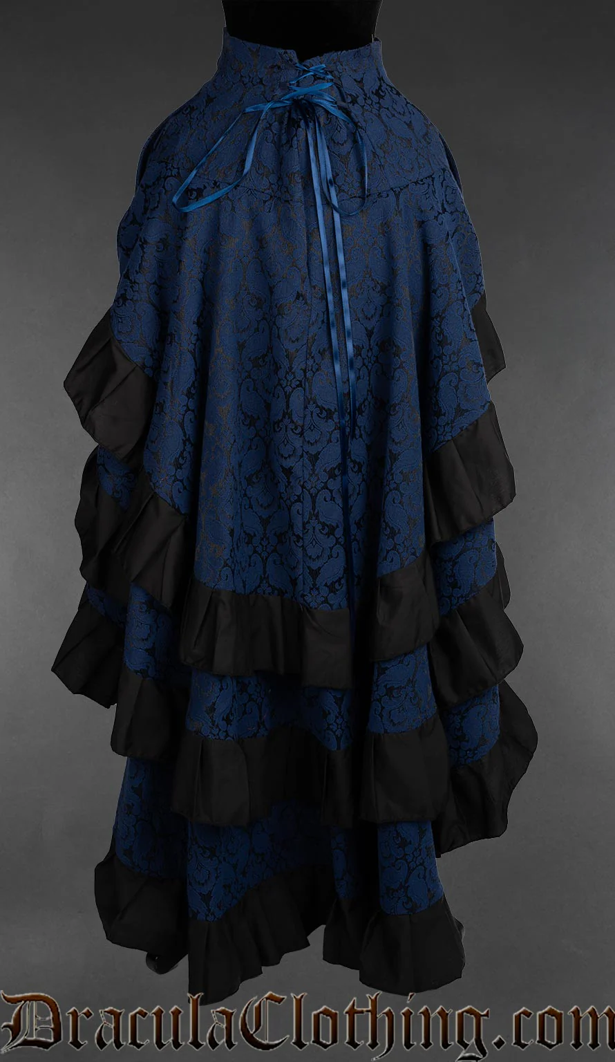 Blue Brocade Layer Bustle Skirt - Image 5