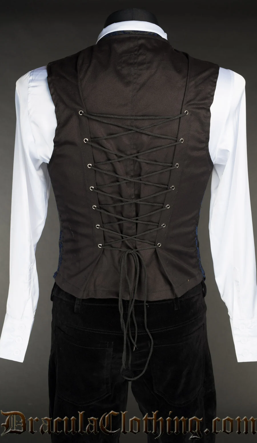 Blue Brocade Long Vest - Image 2