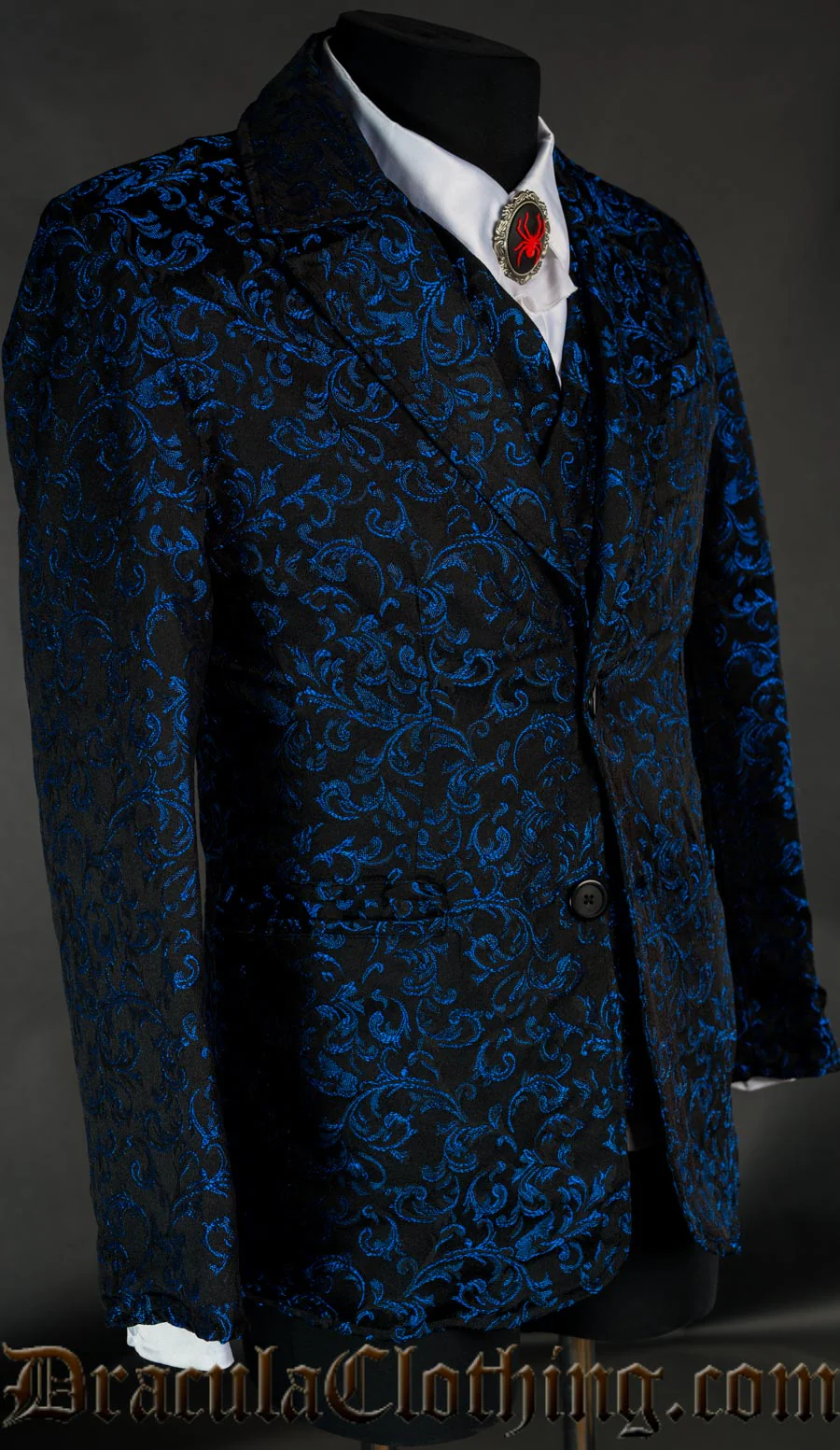 Blue Brocade Suit Jacket - Image 2