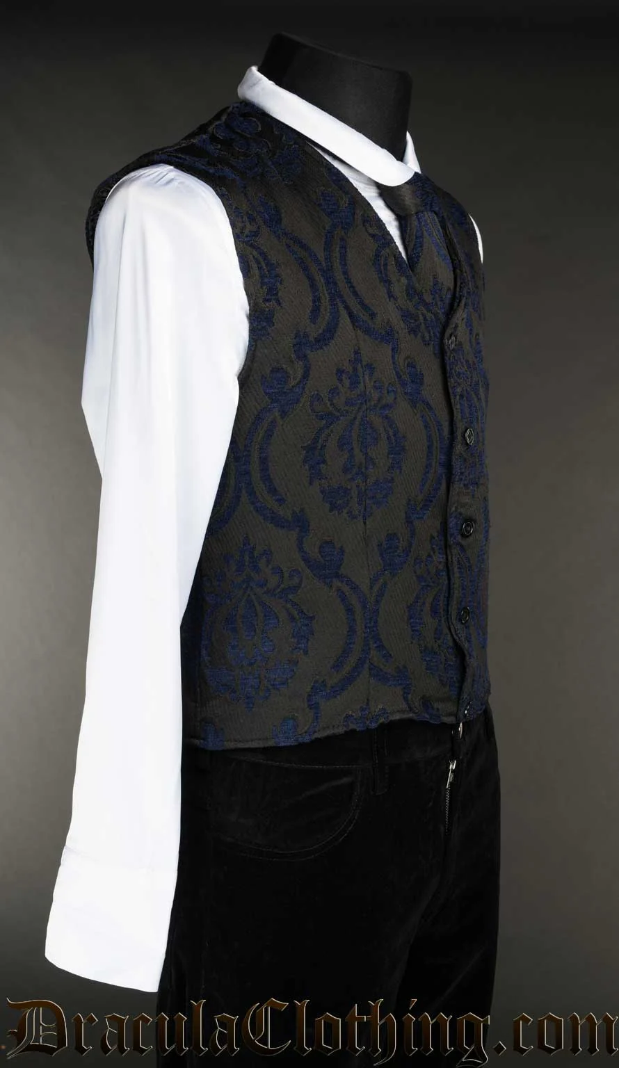 Blue Brocade Vest - Image 3