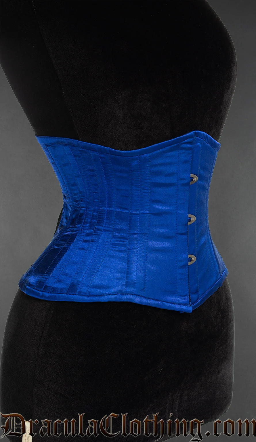 Blue Satin Double Boned Waist Cincher - Image 3