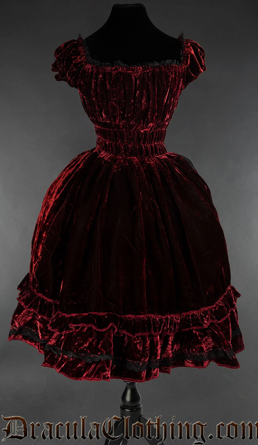 Bordeaux Velvet Gothabilly Dress - Image 4